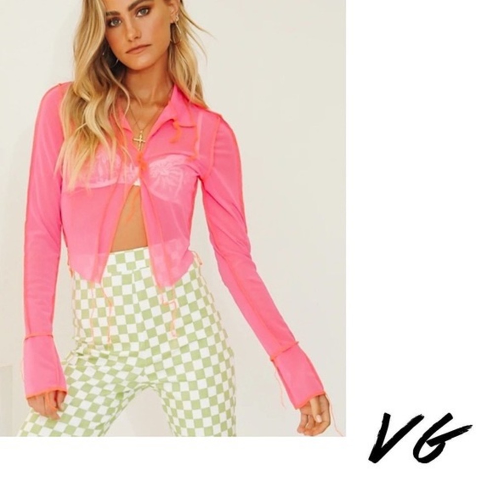 Verge Girl Pink long sleeve mesh top size medium never worn w/ tags!